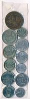 Mongólia ~1970-1980. 12db-os érme összeállítás, zsugorfóliában T:1-,2 Mongolia ~1970-1980. 12pcs of coin in foil wrap C:AU,XF