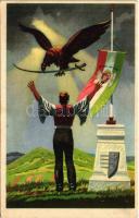 Felszabadulás. Kiadja az Ereklyés Országzászló Nagybizottsága / Hungarian irredenta propaganda art postcard, Treaty of Trianon