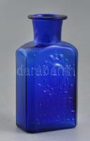 Haller Jod Salz kék osztrák üveg, dombornyomott, anyagában színezett, hibátlan, m: 12 cm