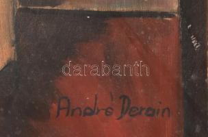 André Derain jelzéssel: Csendélet. Olaj, farost. Sérült. 5,5x38 cm