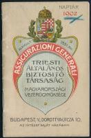 1902 Triesti Általános Biztosító reklámos zsebnaptár 32 p 12 cm Litho címlappal