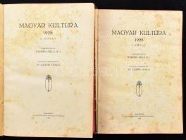 Magyar Kultúra 1928. I-II. köt. Főszerk.: Bangha Béla. Bp., 1928, Pallas-ny., IV+576 p., (4)+544 p. ...