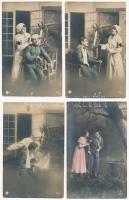 8 db RÉGI katonai romatikus üdvözlő képeslap / 8 pre-1945 military romantic greeting postcards