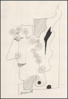 Szász Károly István (1909-1979): Arc. Tus, papír, jelzett. 31×24,5 cm