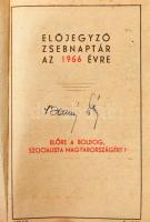 1956 Előjegyző zsebnapár az 1956. évre, benne néhány érdekes bejegyzéssel a forradalom napjaiban