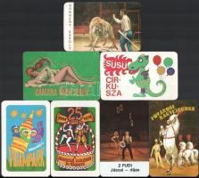 1970-1986 7 db cirkusz, varieté és vidámpark témájú kártya