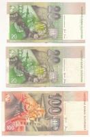 Szlovákia 2001-2004. 20K (2xklf) + 2001. 100K (4xklf) T:III közte szép papír
Slovakia 2001-2004. 20...