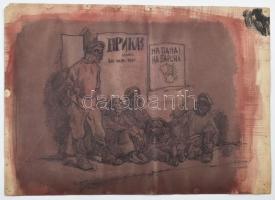 Muhits Sándor (1882-1956): Illusztráció. Tus, papír, jelzés nélkül, kissé sérült, 30×42,5 cm