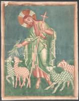 Muhits Sándor (1882-1956): Bibliai jelenet. Akvarell, papír, jelzés nélkül, sérült. Kartonra kasírozva. 33,5×26,5 cm.