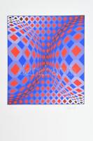 Vasarely Victor (1908-1997): Vega 7. Szitanyomat, papír, jelzett, számozott (47/110). Az 1985-ben a Helikon Kiadónál megjelent mappából. 35×34,5 cm