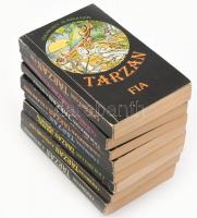 Edgar Rice Burroughs Tarzan-sorozatának 8 kötete: Tarzan, a vadember; Tarzan dzsungeltörténetei; Tarzan a föld mélyén; Tarzan, a rettenetes; Tarzan fia; Tarzan és a gyémántok; Tarzan, a dzsungel ura; Tarzan, a majomember. Bp., 1986-1990, Ifjúsági Lap- és Könyvkiadó. Kiadói illusztrált papírkötés, kissé kopott borítókkal.