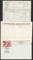 cca 1920-1940 8 db vegyes számla és levélpapír (Dr. Kollár Fedéllemez és Vegyipar, Nagybátony-Újlaki...