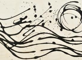 Rác András (1926-2013): Kompozíció. Zománcfesték, papír. Jelzés nélkül. Proveniencia: A művész hagya...