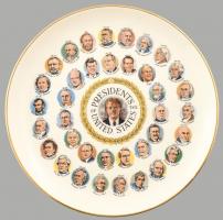 Presidents of the United States dísztál, matricás, jelzés nélkül, kopásnyomokkal, d: 23 cm