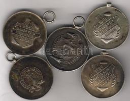 1896 Magyar Kerékpáros  Szövetség  sportérem    ezüst 5db T:1