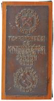 1969. OMBKE - Temperöntési és Mintakészítési Napok Sopron bronzozott ólom plakett (64x134mm) fa talapzathoz rögzítve (80x150mm) T:1-