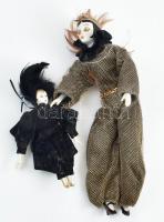 2 db porcelán fejjel és végtagokkal rendelkező baba, h: 23 és 46 cm