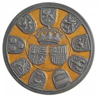 DN "Mátyás király és Beatrix" részben festett Sn emlékérem (102mm) T:2