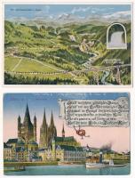6 db RÉGI külföldi képeslap / 6 pre-1945 European town-view postcards