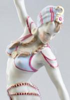 Herendi táncoslány, kézzel festett, jelzett, fenékrészen mázhibával, m: 33 cm