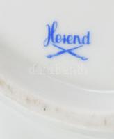 Herendi csipkebogyó mintás leveles kínáló tál, kézzel festett, jelzett, kopásnyomokkal, kis vízkőfol...