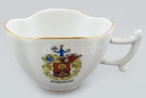 Herendi "Miskolc" porcelán csésze, kézzel festett, jelzett, ragasztott füllel, m: 5,5 cm