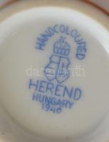 Herendi "Miskolc" porcelán csésze, kézzel festett, jelzett, ragasztott füllel, m: 5,5 cm