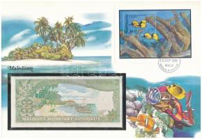 Maldív-szigetek 1983. 2R felbélyegzett borítékban, bélyegzéssel T:I  Maldives 1983. 2 Rufiyaa in envelope with stamp and cancellation C:UNC