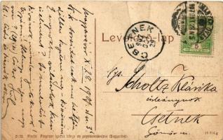 1907 Magyaróvár, Mosonmagyaróvár; Lajta vize a kávéházzal, híd. W L. (?) 2172. Pingitzer Ignác kiadá...