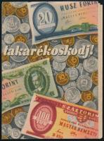 cca 1950-1960 Takerékoskodj!, Bp., Szikra, Országos Takarékpénztár prospektus.