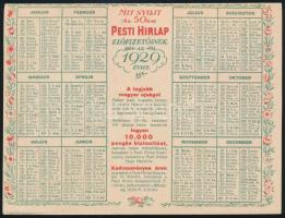 1929 Pesti Hírlap reklámos naptára, 17x13 cm
