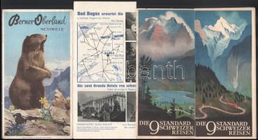 cca 1920-1940 Vegyes idegen nyelvű utazási prospektus, 14 db