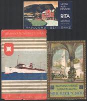 cca 1920-1940 Vegyes idegen nyelvű utazási prospektus, 14 db
