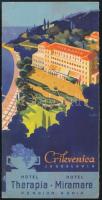 cca 1920-1930 Vegyes Adriával kapcsolatos utazási prospektus, 2 db: Crikvenica - Hotel Therapia - Hotel Miramare, Adria Gyöngye - Rab szigete, magyar nyelvű, fekete-fehér fotókkal illusztrált prospektusok, az első hiányos, a másikon kis kopásnyomokkal.