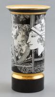 Hollóházi Szász Endre által tervezett mintával díszített porcelán váza. Matricás, jelzett, hibátlan, m: 26 cm