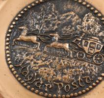 "Magyar Posta" iparművész réz fali dísztál, d: 22 cm