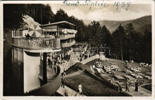 1938 Trencsénteplic, Trencianske Teplice; Lesné termálné kúpaliste Zelená zaba / Höhen Thermal-Strandbad / fürdő / spa, bath (EK)