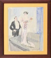 Faragó Géza jelzéssel: Pár. Akvarell, papír. Dekoratív, üvegezett fakeretben. 30×21 cm
