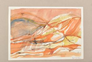 Gulyás Dénes (1927-2003): Hegyvidéki táj. Akvarell, tus, papír, jelzett, paszpartuban, 22,5x32,5 cm