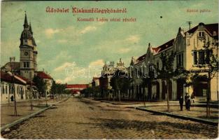 1912 Kiskunfélegyháza, Kossuth Lajos utca, Bányai palota, Tóth György szabó üzlete (szakadás / tear)