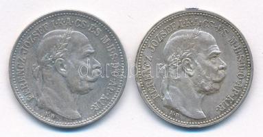 1916KB 1K Ag "Ferenc József" (2x) egyik fordított peremirattal T:1-,2 patina  Adamo K5.1