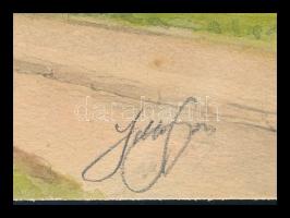 Jakab Gyula (1910-1991): Budapest, Városliget (1939). Akvarell, papír, jelzett, 24×17 cm