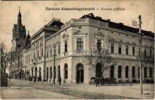 1910 Kiskunfélegyháza, Korona szálloda, vendéglő, étterem és kávéház. Royko B. kiadása (Rb)