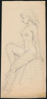 Jakab Gyula (1910-1991): Akt. Ceruza, papír, jelzett, 29×20 és 24×11,5 cm