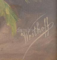 Westhoff jelzéssel: Csendélet. Olaj, vászon. Üvegezett, kissé sérült fakeretben. 32,5x41 cm