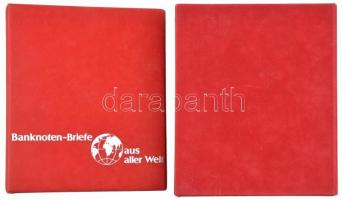 Banknoten Briefe aus aller Welt piros, plüssborítású, négygyűrűs album berakólapok nélkül, plüssborítású tokban