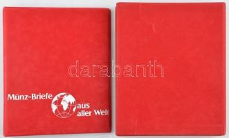 Münz Briefe aus aller Welt piros, plüssborítású, négygyűrűs album berakólapok nélkül, plüssborítású tokban, szép állapotban
