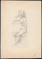 Jakab Gyula (1910-1991): Tanulmány egy szoborhoz. Ceruza, papír, jelzett, 28×20 cm