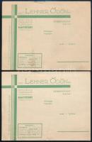 cca 1930-1940 özv. Lehner Ödönné speciális őszibarack faiskolája Nagytétény, 2 db reklámnyomtatvány, levelezőlap, kitöltetlen, folttal / szakadással