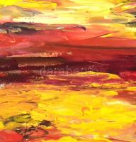 Márta Mónika (?-): Naplemente. Olaj, farost, jelzett, fa keretben, 30×25 cm